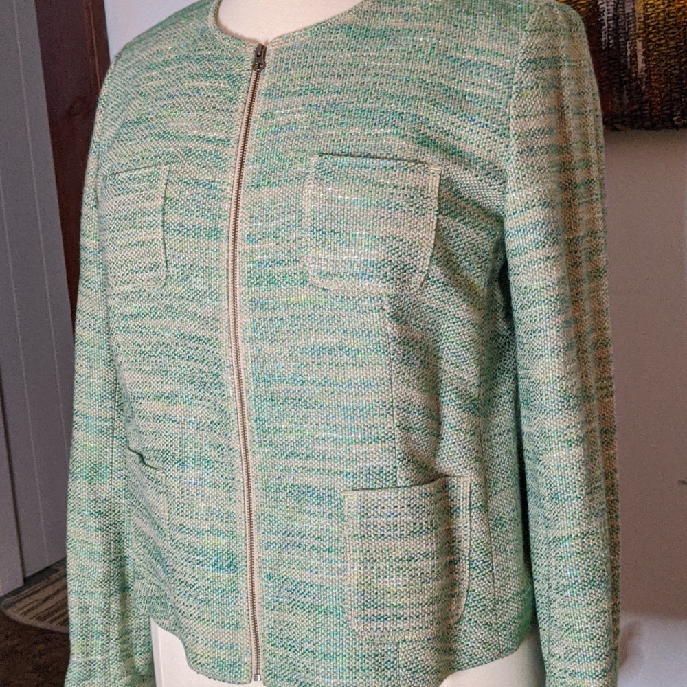 Talbot's stretch green/tan w/zipper, 4 pockets
